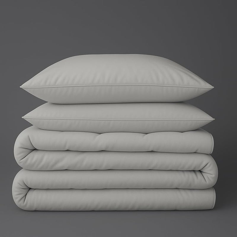 Peru Pima 415 Thread Count Percal Full/Queen Duvet Cover Set - 100% Peruvian Pima Cotton, 3 Piece (1 Cover, 2 Pillowcases) - Cooling, Crisp, Deep Pocket, Hotel Quality Bedding - Slate - Image 1